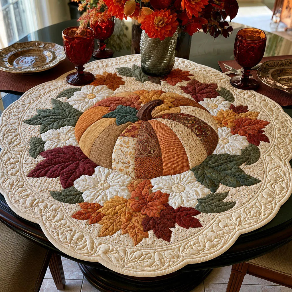 Harvest Leaves Forever Custom Shape Quilted Table Topper SN0PT383