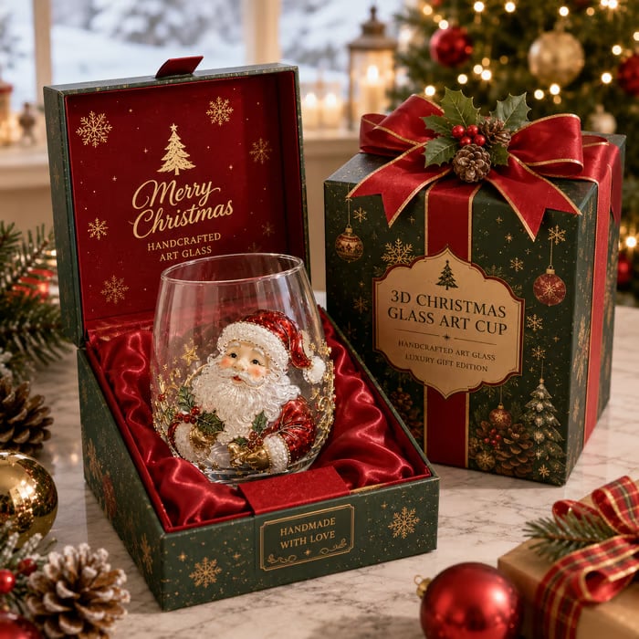 🎁 Early Christmas Special — Save 70% OFF Today!——🎄✨ 3D Christmas Glass Cup Set | Large Capacity Holiday Glassware for Drinks, Home Decor & Christmas Gifts 🎁