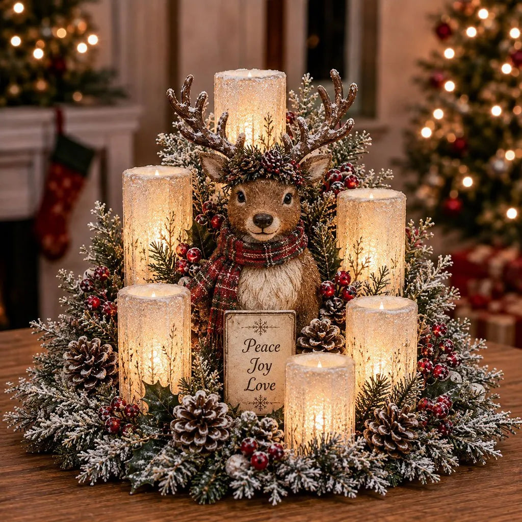 Joyinthings - Christmas Lighted Centerpiece with Flameless Candle Glow🌲