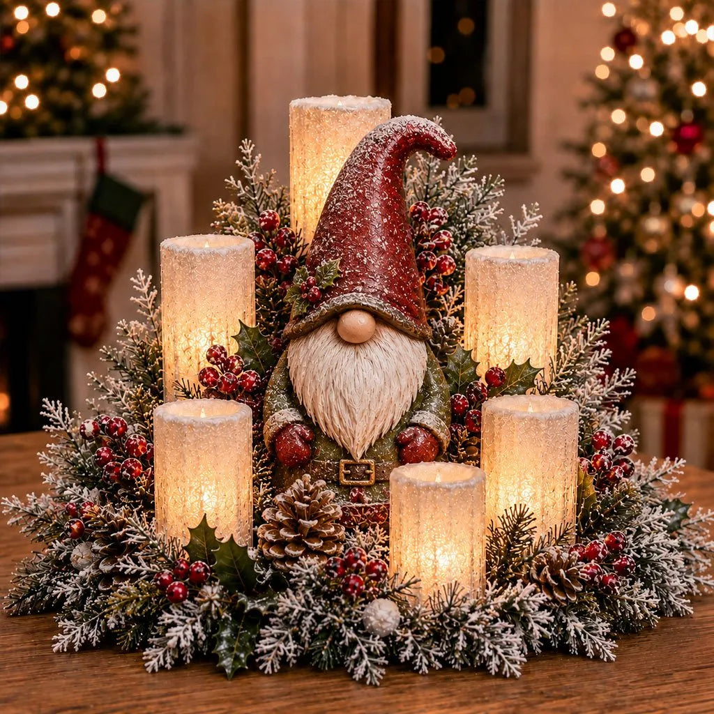 Joyinthings - Christmas Lighted Centerpiece with Flameless Candle Glow🌲