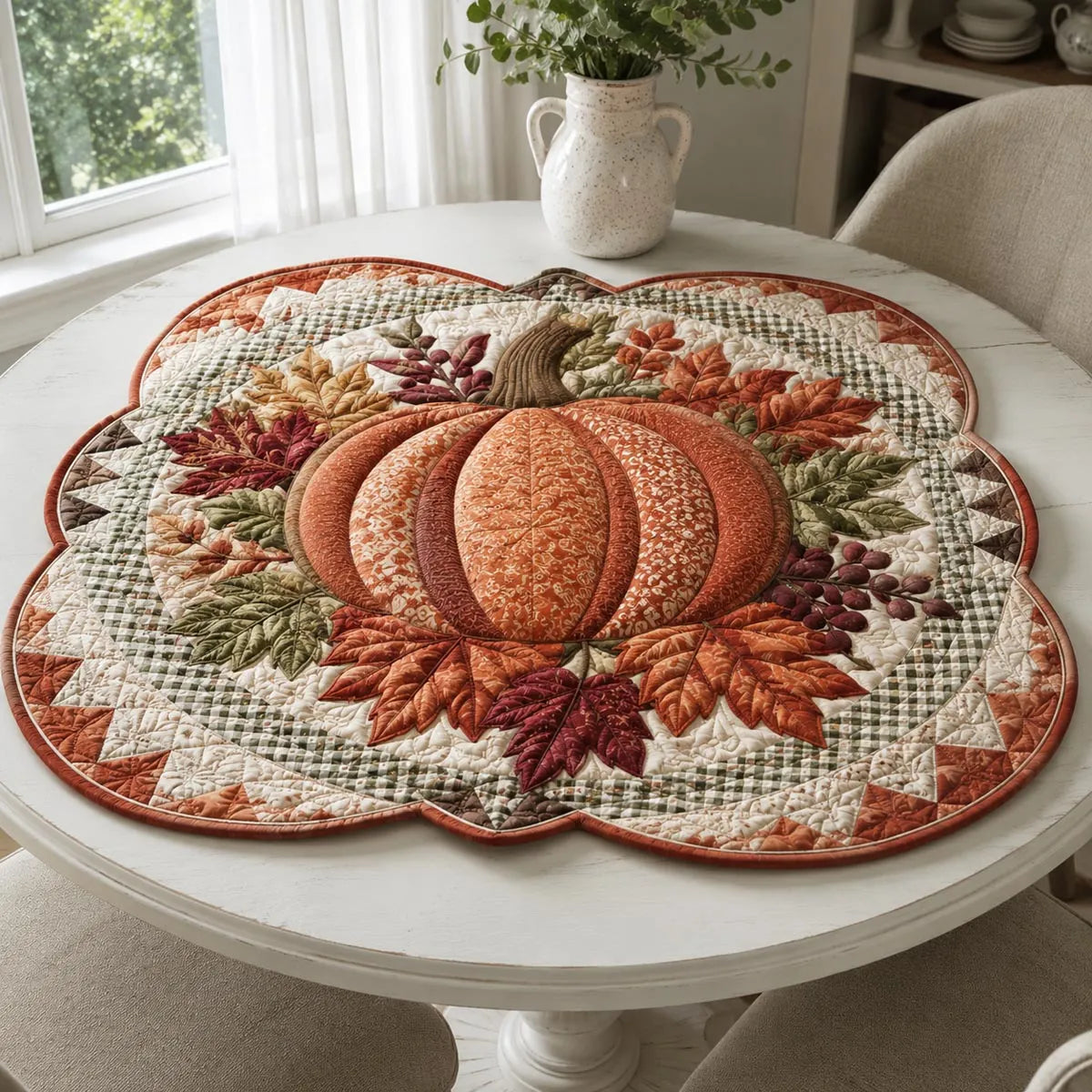 Meaningful Pupmpkin Custom Shape Quilted Table Topper SN0DV180