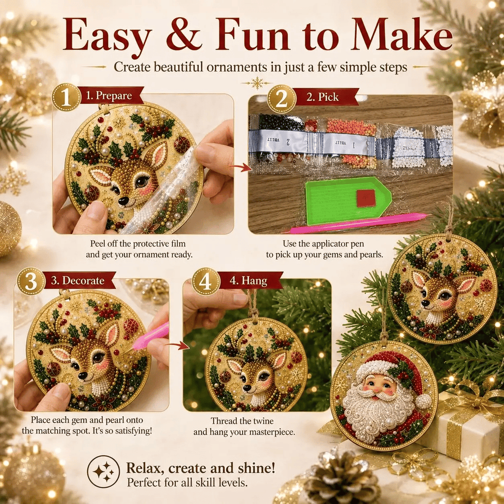 🎄Christmas DIY Diamond Painting Ornaments Kit (6 PCS)🎅