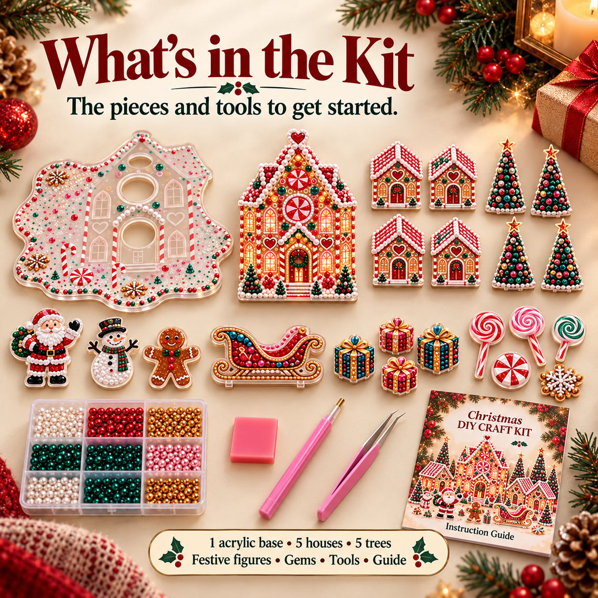 🎁 Last Day 49% OFF –Magical Christmas Village – DIY Rhinestone Set for Festive Table Decor
