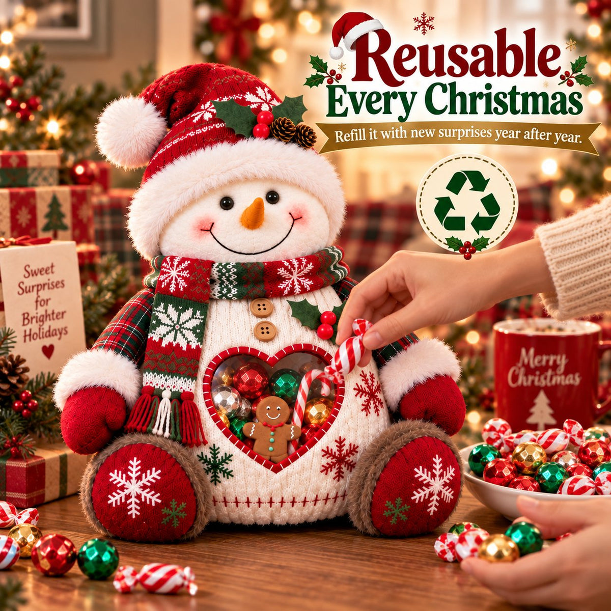 🔥Last Day 50% OFF - 🎅 Refillable Christmas Figurine Treat Holder