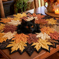 Autumn Leaf Cat Custom Shape Quilted Table Topper SN0DV222