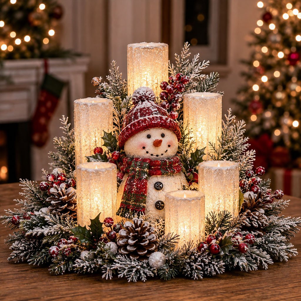Joyinthings - Christmas Lighted Centerpiece with Flameless Candle Glow🌲