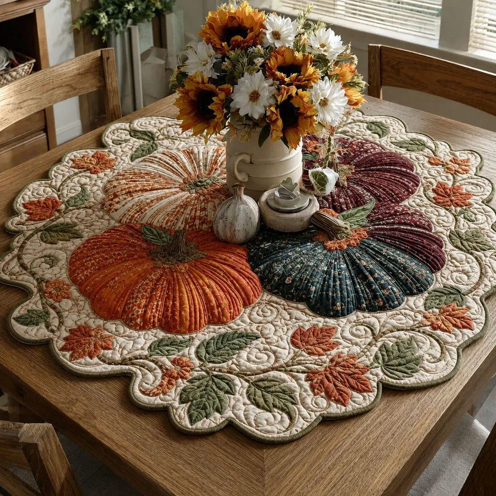 Country Harvest Bloom Custom Shape Quilted Table Topper SN0PT434