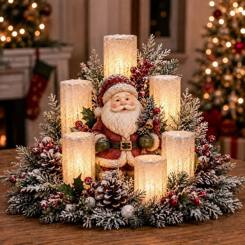 Joyinthings - Christmas Lighted Centerpiece with Flameless Candle Glow🌲