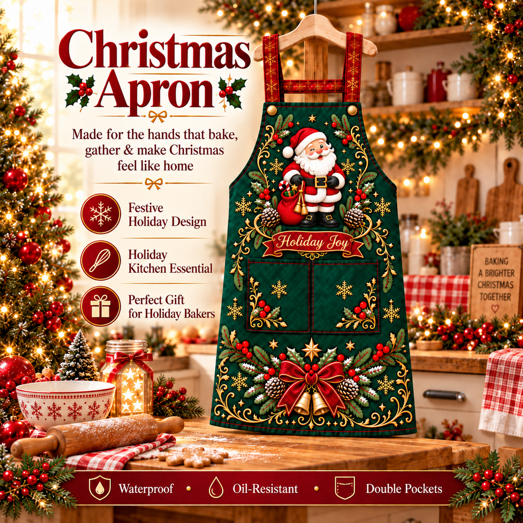 🎄 Personalized Christmas Apron – For the One Who Makes Christmas Feel Like Home ❤️