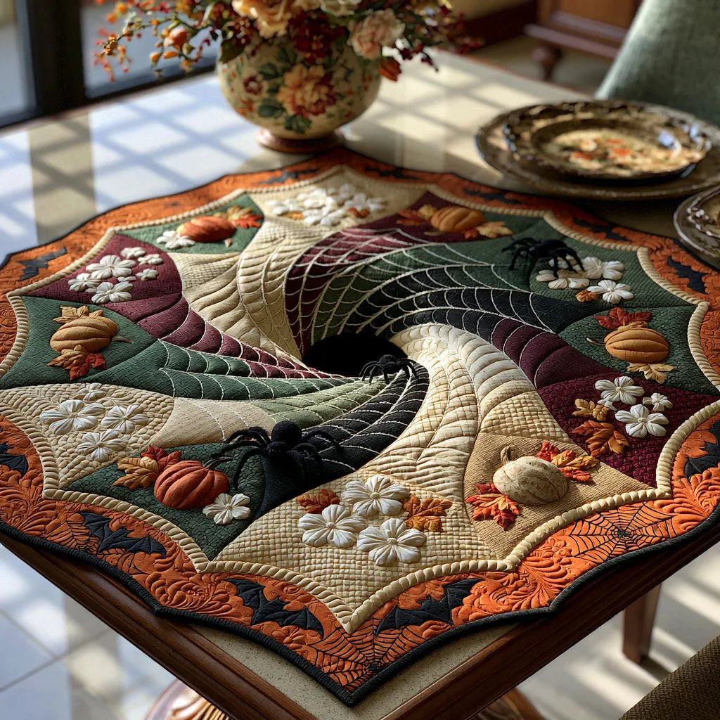 Midnight Web Enchantment Custom Shape Quilted Table Topper SN0PT438