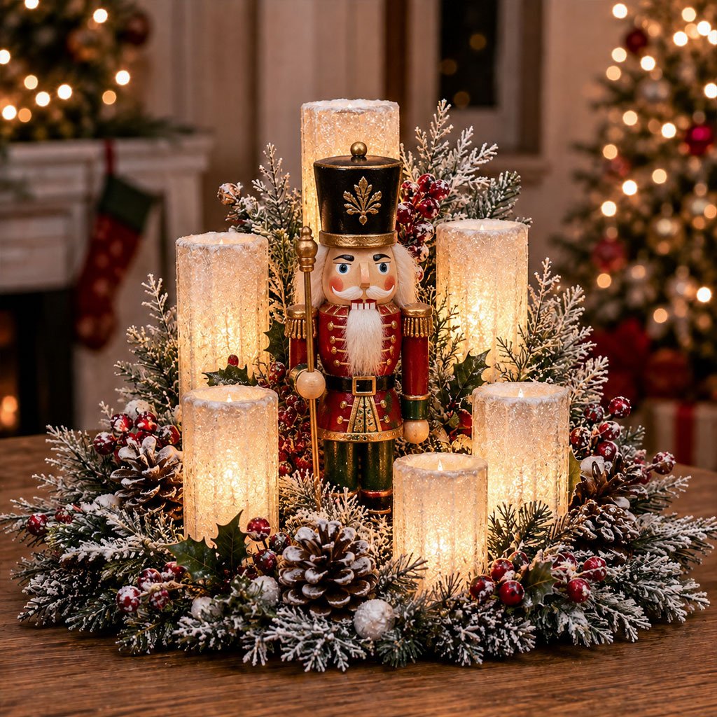 Joyinthings - Christmas Lighted Centerpiece with Flameless Candle Glow🌲
