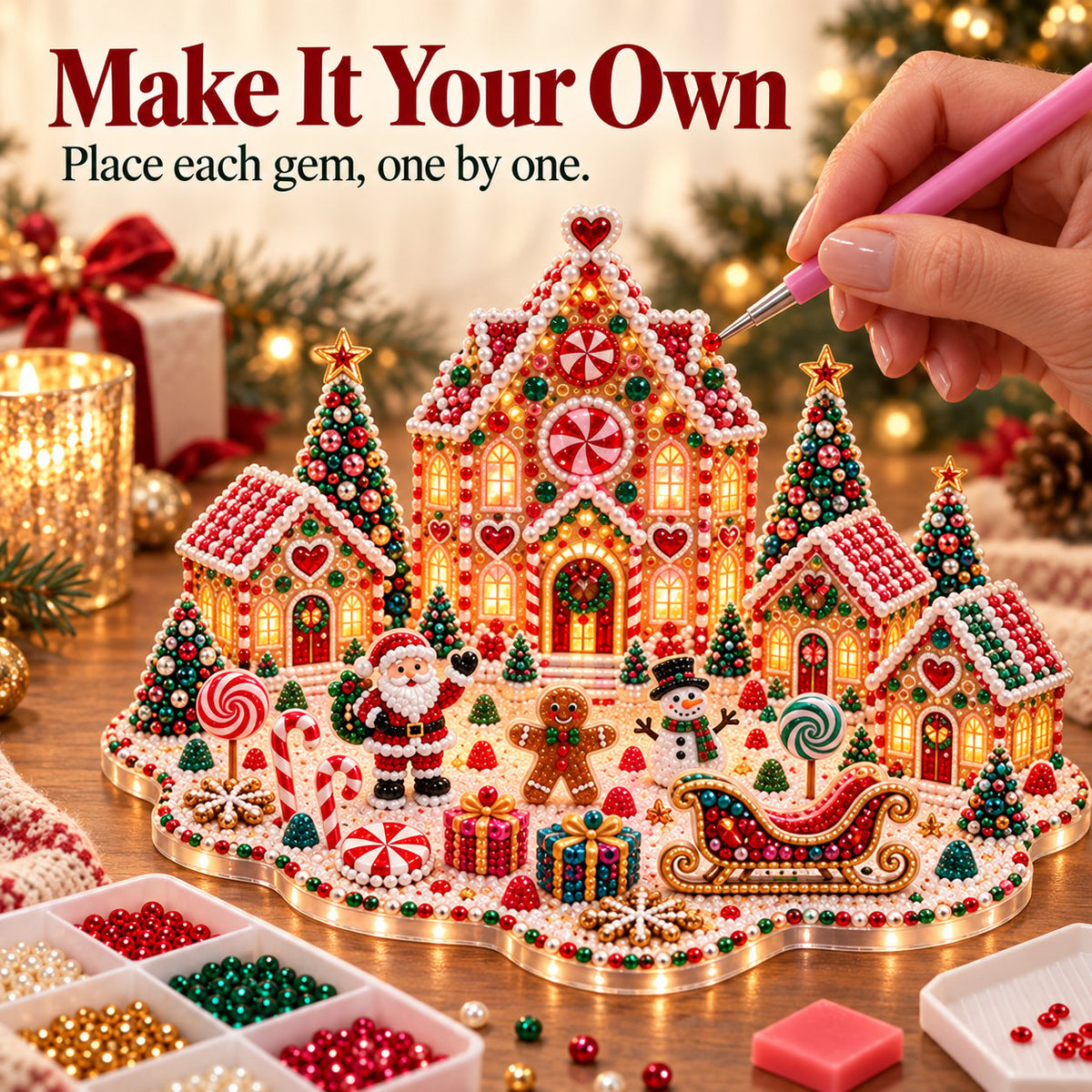 🎁 Last Day 49% OFF –Magical Christmas Village – DIY Rhinestone Set for Festive Table Decor