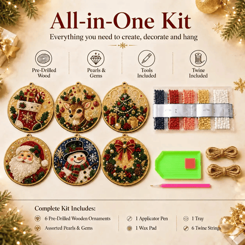 🎄 Christmas Early Bird Special – DIY Diamond Painting Ornament Kit (6 PCS) 🎅