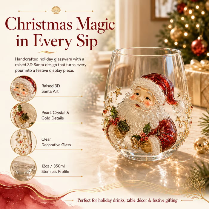 🎁 Early Christmas Special — Save 70% OFF Today!——🎄✨ 3D Christmas Glass Cup Set | Large Capacity Holiday Glassware for Drinks, Home Decor & Christmas Gifts 🎁