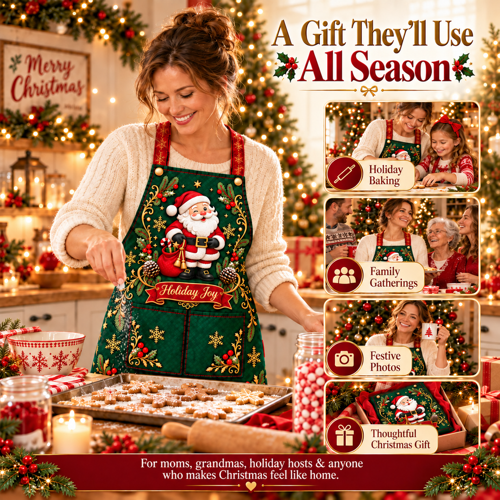 🎄 Personalized Christmas Apron – For the One Who Makes Christmas Feel Like Home ❤️