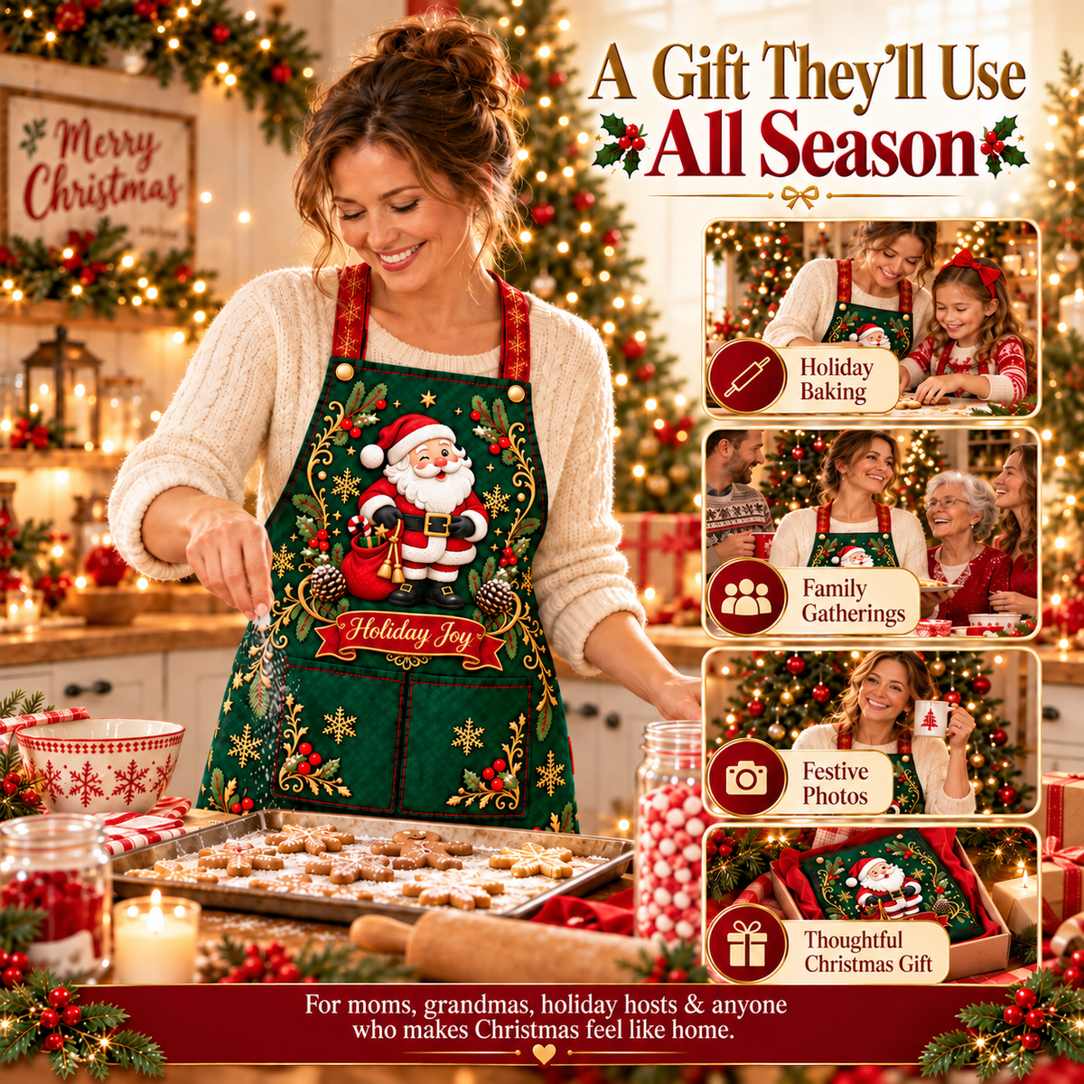 🎄 Personalized Christmas Apron – For the One Who Makes Christmas Feel Like Home ❤️