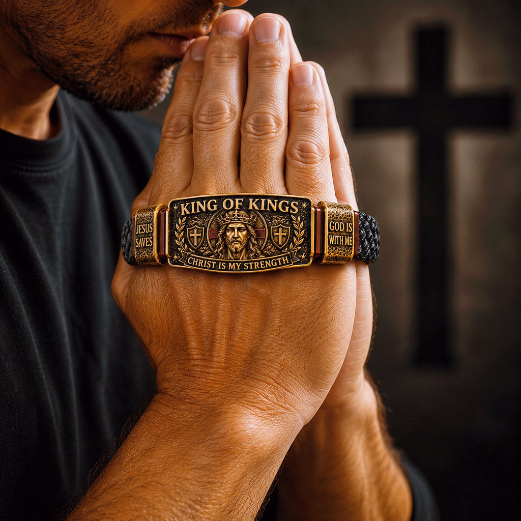 🔥LAST DAY 50% OFF - ✝️CHRIST IS MY STRENGTH:  Faith Bracelet, Daily Spiritual Reminder for Christian Dads
