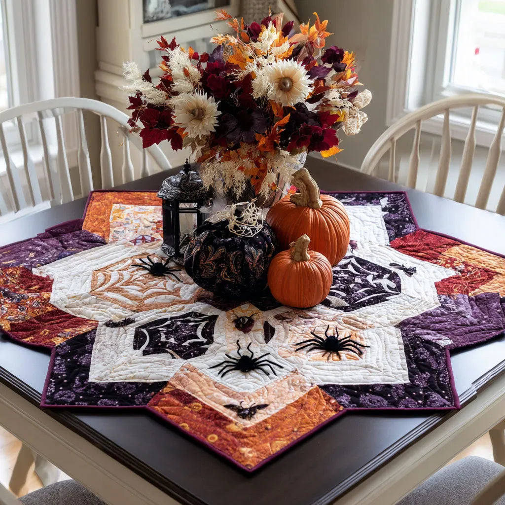 Haunted Harvest Web Custom Shape Quilted Table Topper SN0PT437
