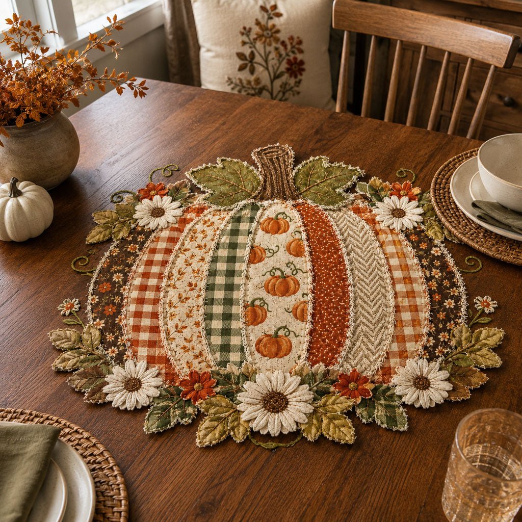 Autumn Mosaic Custom Shape Quilted Table Topper SN0PT372