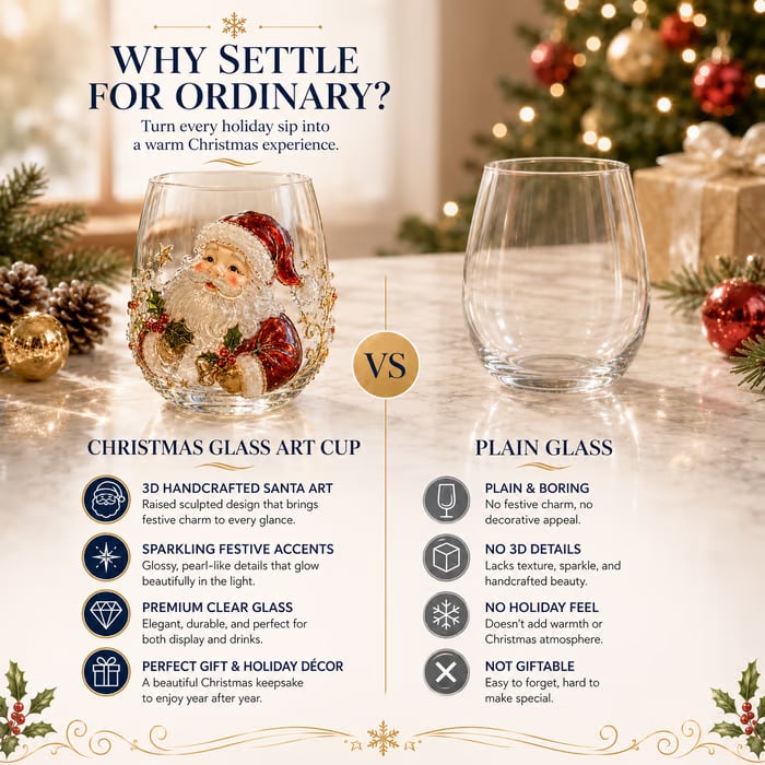 🎁 Early Christmas Special — Save 70% OFF Today!——🎄✨ 3D Christmas Glass Cup Set | Large Capacity Holiday Glassware for Drinks, Home Decor & Christmas Gifts 🎁