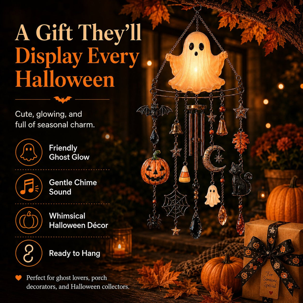 🔥Halloween Early Bird Special: Enjoy 70% OFF ——👻 Haunted Glow Ghost Wind Chime
