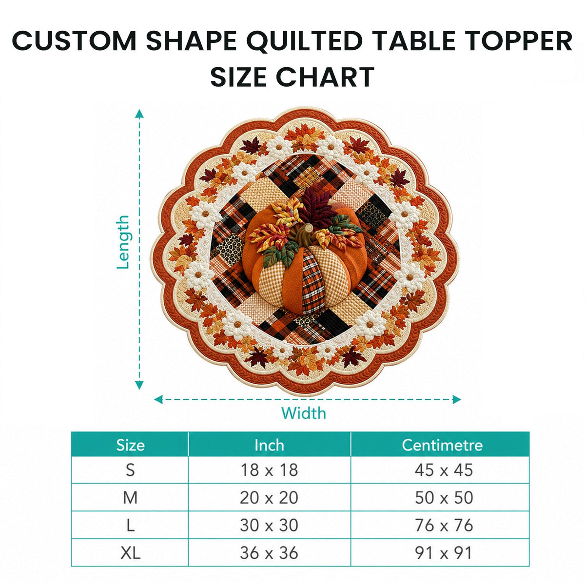 Meaningful Pupmpkin Custom Shape Quilted Table Topper SN0DV180