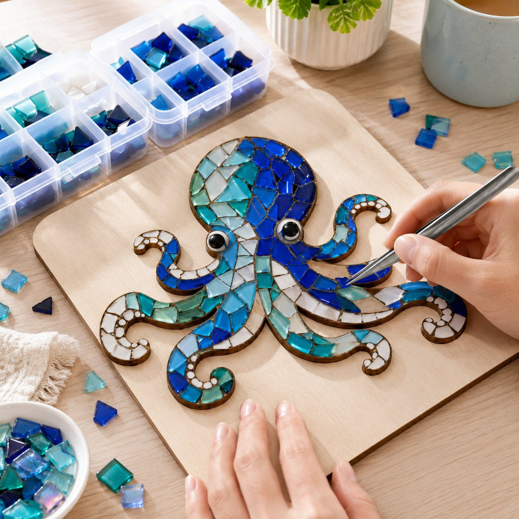 🔥 LAST DAY 70% OFF – 🌊 Octopus Mosaic Kit | Beginner-Friendly DIY Glass Craft with Step-by-Step Instructions