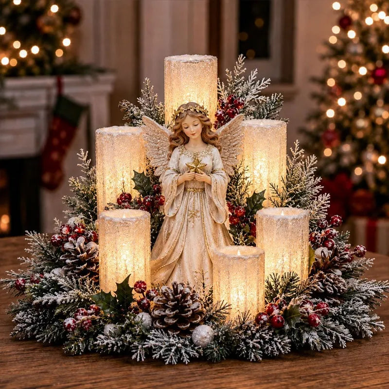 Joyinthings - Christmas Lighted Centerpiece with Flameless Candle Glow🌲