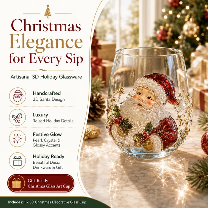 🎁 Early Christmas Special — Save 70% OFF Today!——🎄✨ 3D Christmas Glass Cup Set | Large Capacity Holiday Glassware for Drinks, Home Decor & Christmas Gifts 🎁