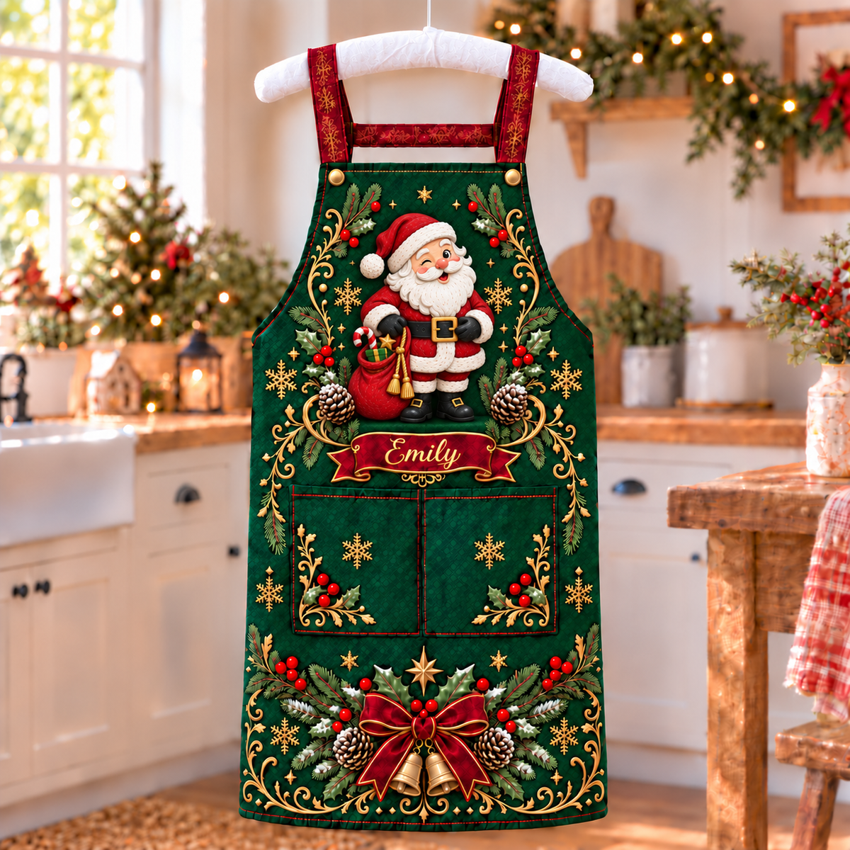 🎄 Personalized Christmas Apron – For the One Who Makes Christmas Feel Like Home ❤️