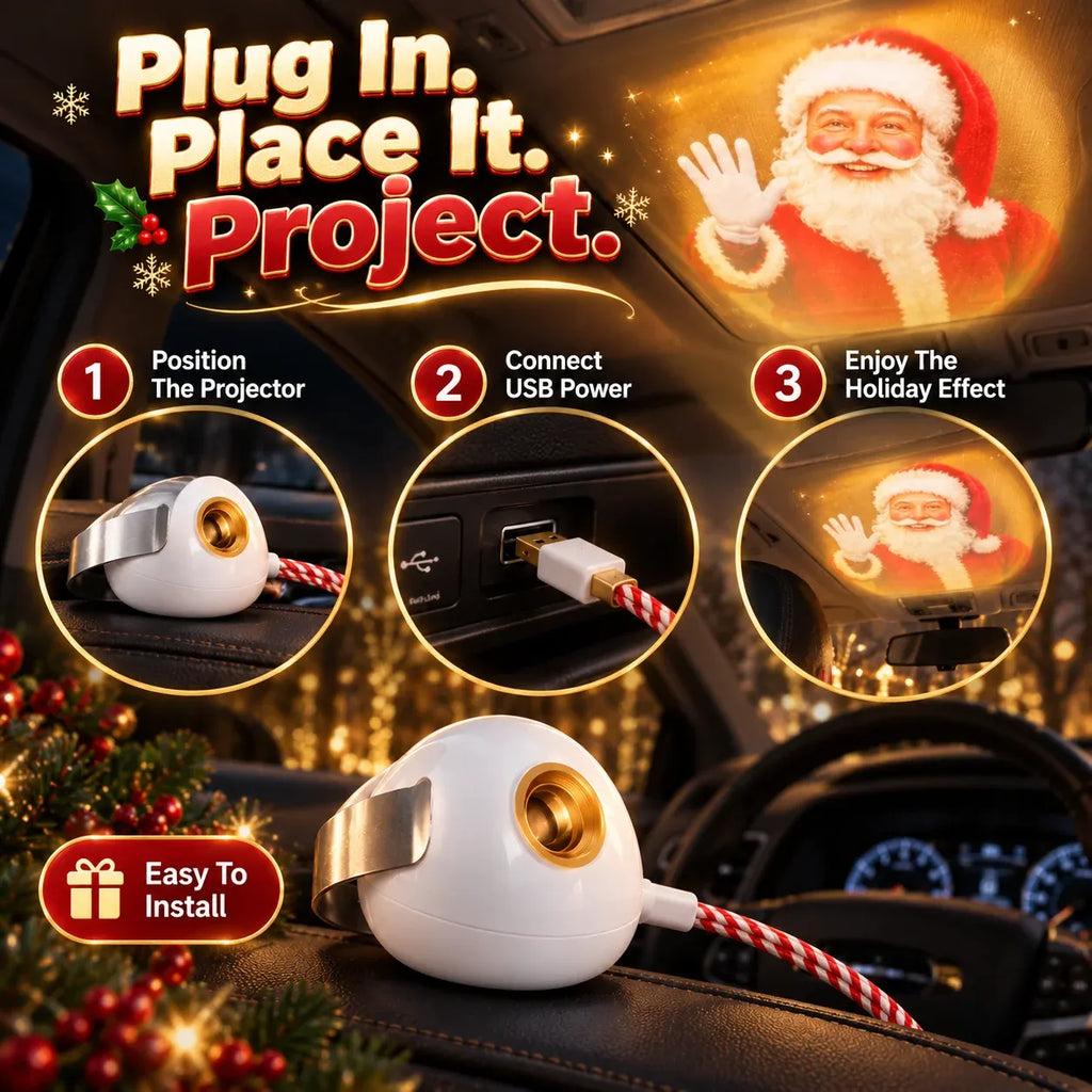 ⏳ Last Day 49% OFF – 🎅 Santa Beam Christmas Car Projector | USB-Powered Holiday Light with 6 Festive Santa Films ✨