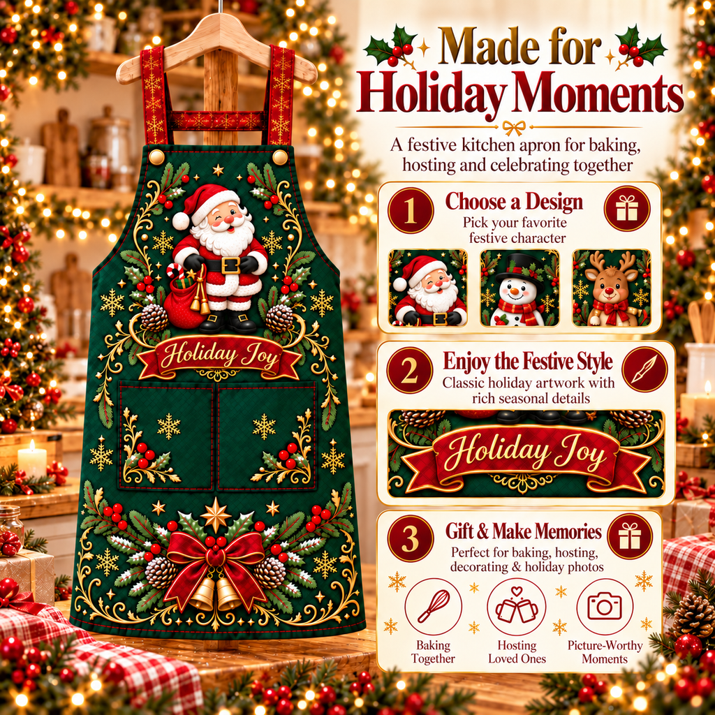 🎄 Personalized Christmas Apron – For the One Who Makes Christmas Feel Like Home ❤️