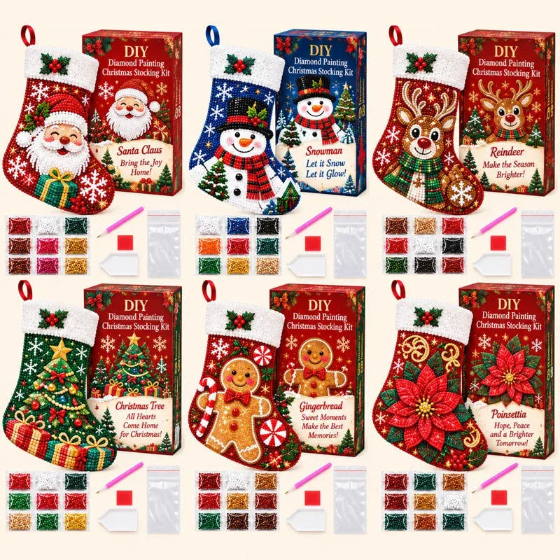 🎄 DIY Diamond Painting Christmas Stocking Kit | 6 Festive Designs