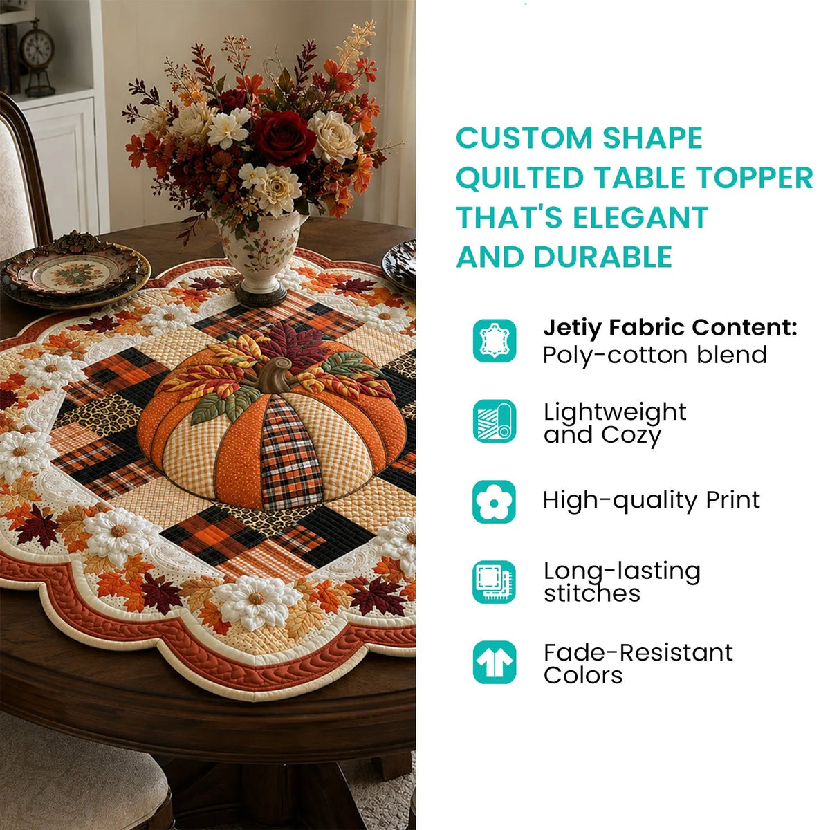 Harvest Patch Custom Shape Quilted Table Topper SN0TV079