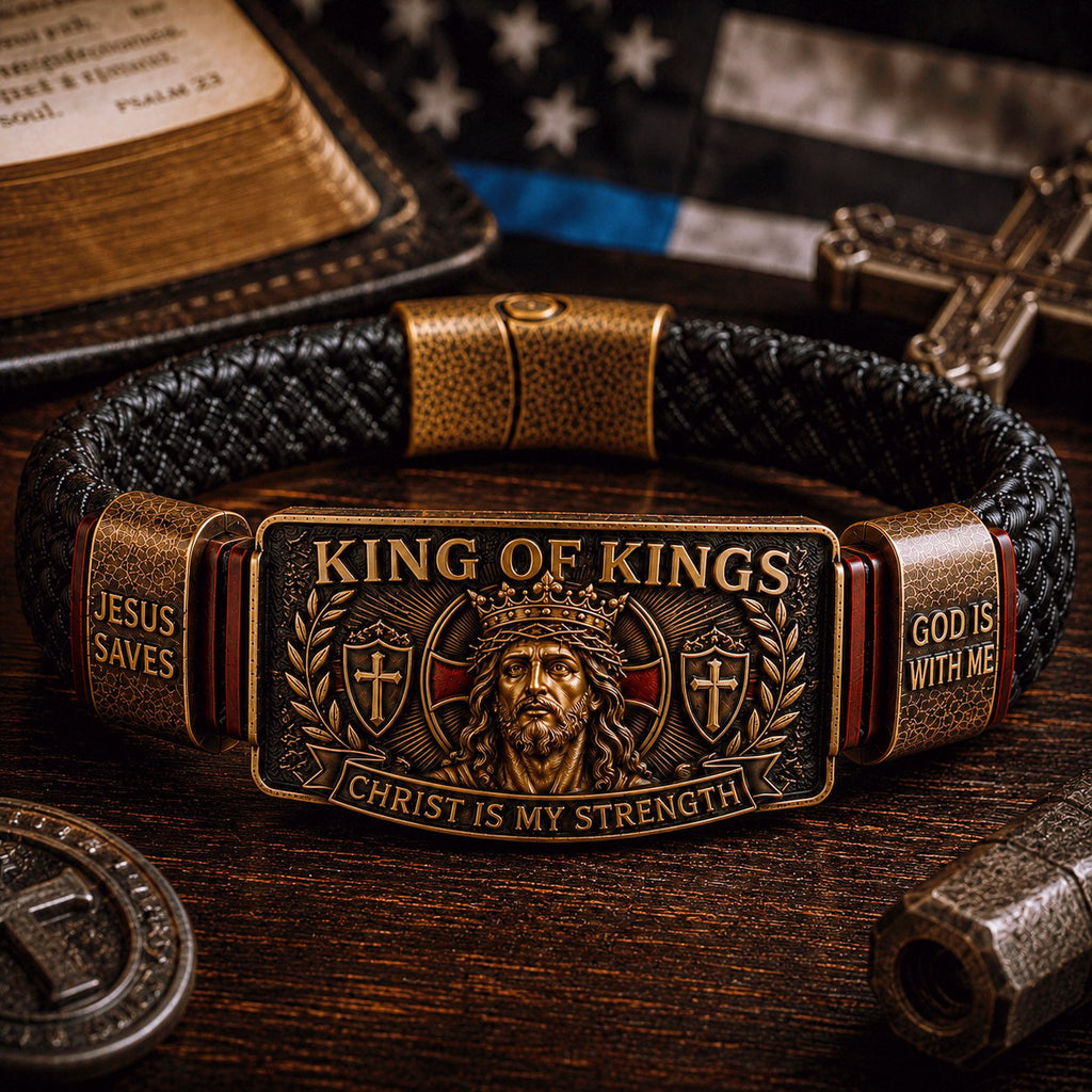 🔥LAST DAY 50% OFF - ✝️CHRIST IS MY STRENGTH:  Faith Bracelet, Daily Spiritual Reminder for Christian Dads