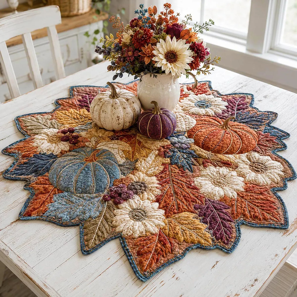 Harvest Maple Blooms Custom Shape Quilted Table Topper SN0DV177
