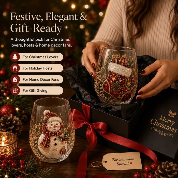 🎁 Early Christmas Special — Save 70% OFF Today!——🎄✨ 3D Christmas Glass Cup Set | Large Capacity Holiday Glassware for Drinks, Home Decor & Christmas Gifts 🎁