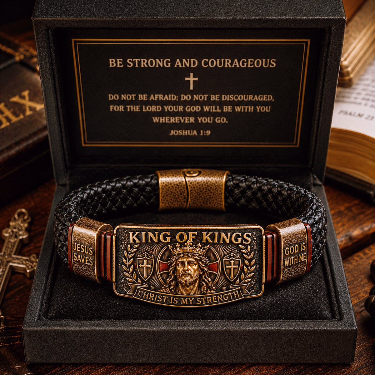 🔥LAST DAY 50% OFF - ✝️CHRIST IS MY STRENGTH:  Faith Bracelet, Daily Spiritual Reminder for Christian Dads