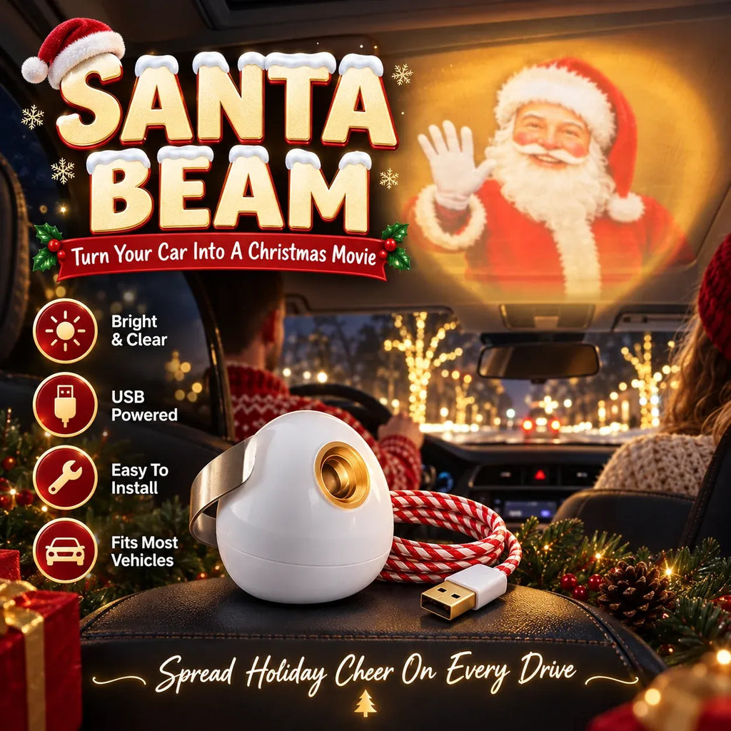 ⏳ Last Day 49% OFF – 🎅 Santa Beam Christmas Car Projector | USB-Powered Holiday Light with 6 Festive Santa Films ✨