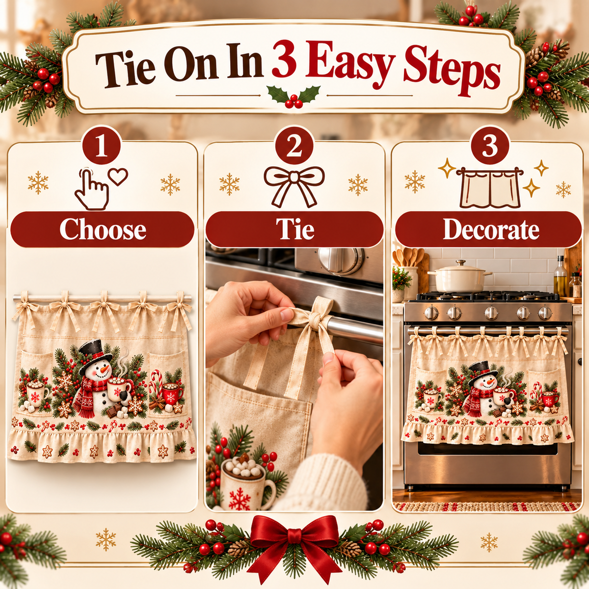 🎄 Christmas Tie-On Pocket Curtain Collection