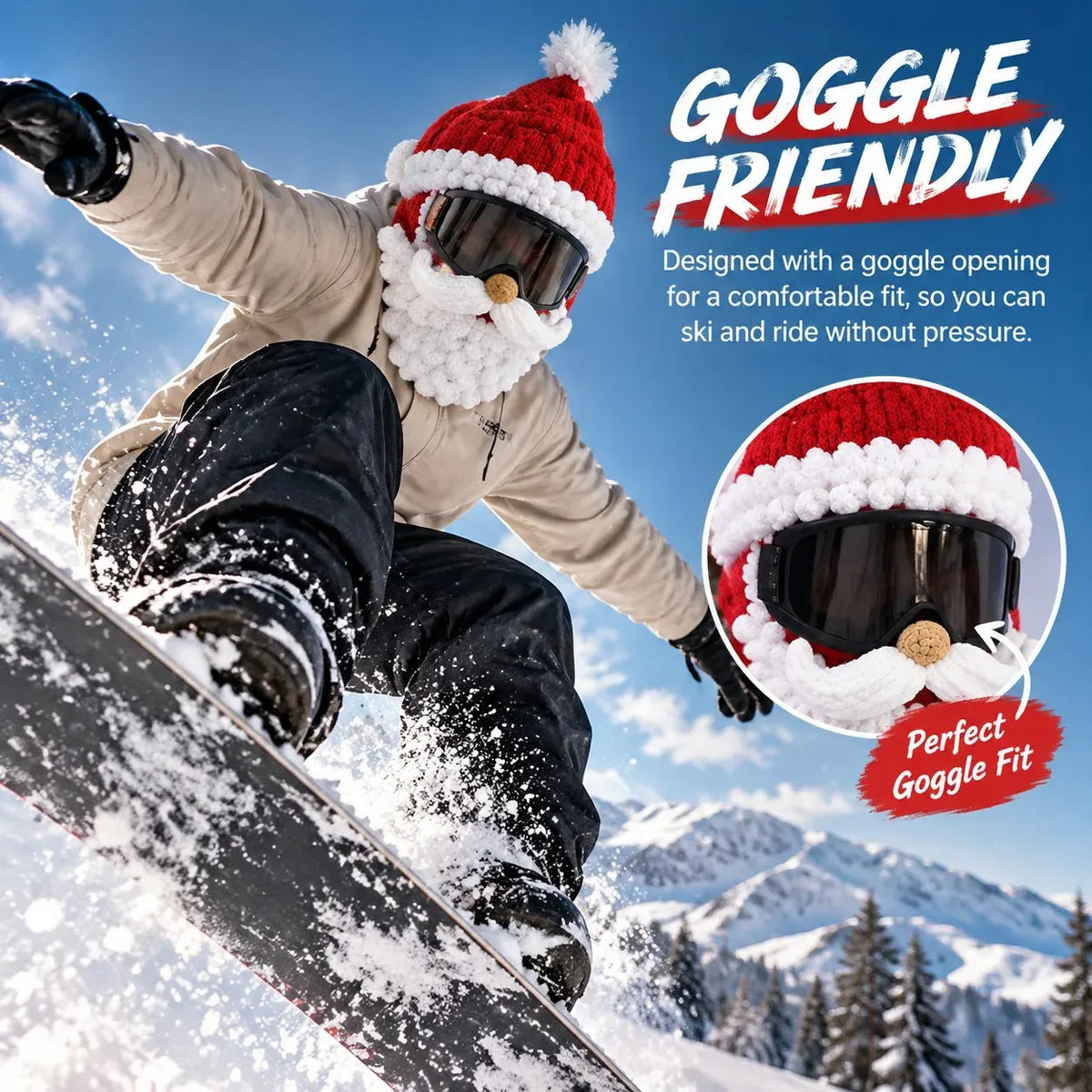 🎅🏂 3D Christmas Knit Ski Mask | Warm Full-Face Cover in 3 Festive Styles for Ski Trips, Parties & Winter Adventures ❄️
