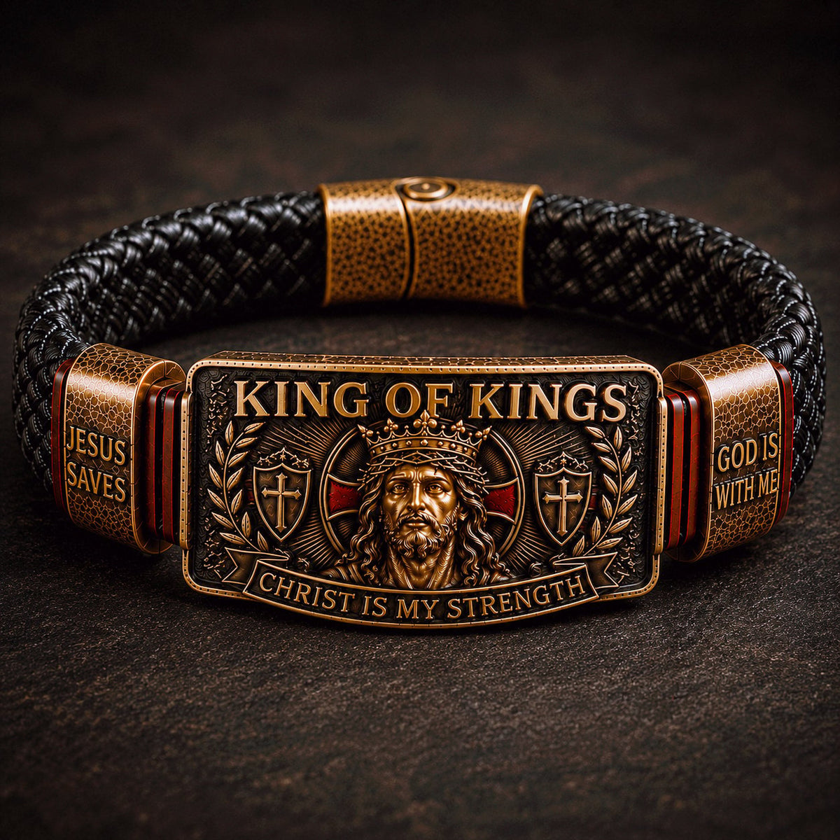 🔥LAST DAY 50% OFF - ✝️CHRIST IS MY STRENGTH:  Faith Bracelet, Daily Spiritual Reminder for Christian Dads