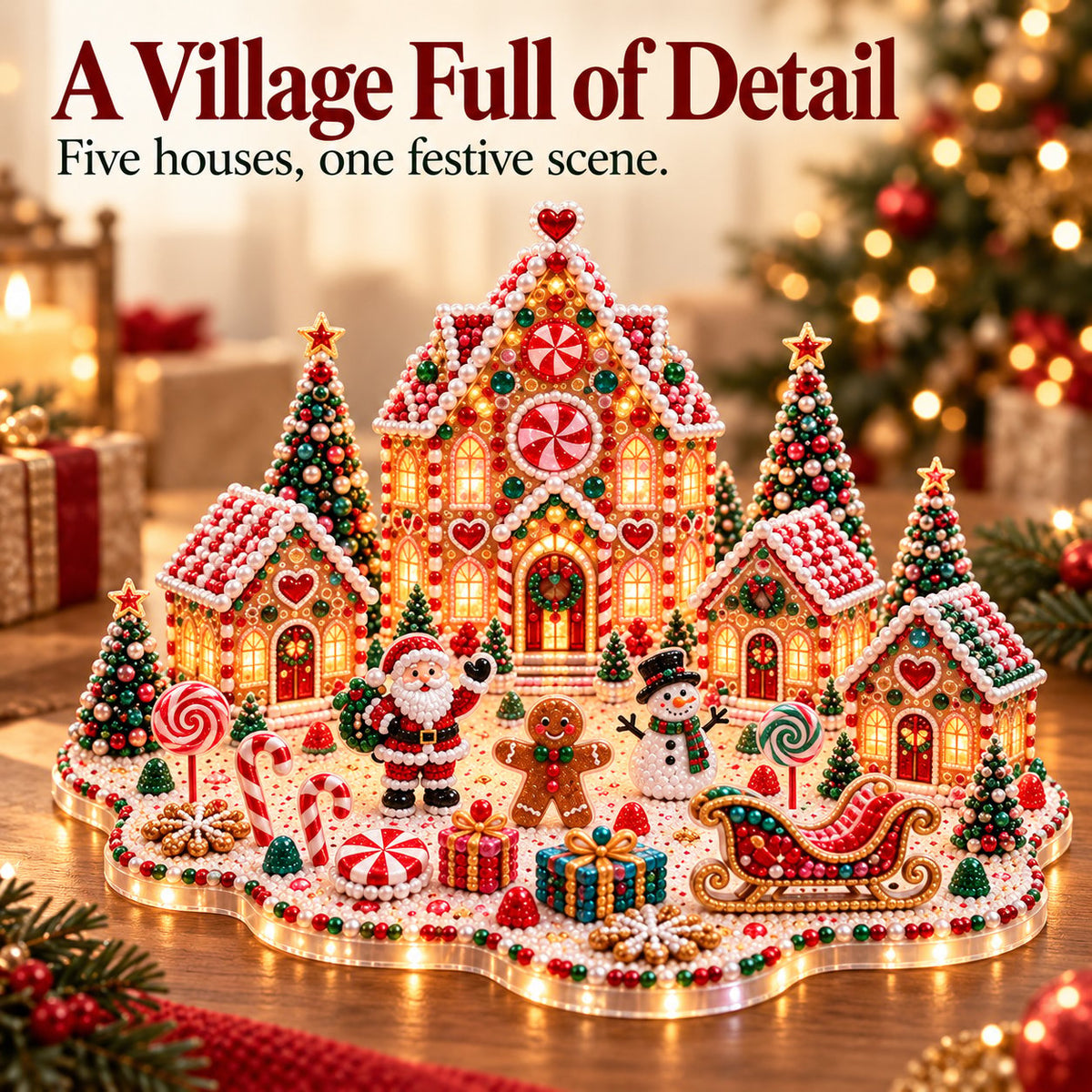 🎁 Last Day 49% OFF –Magical Christmas Village – DIY Rhinestone Set for Festive Table Decor