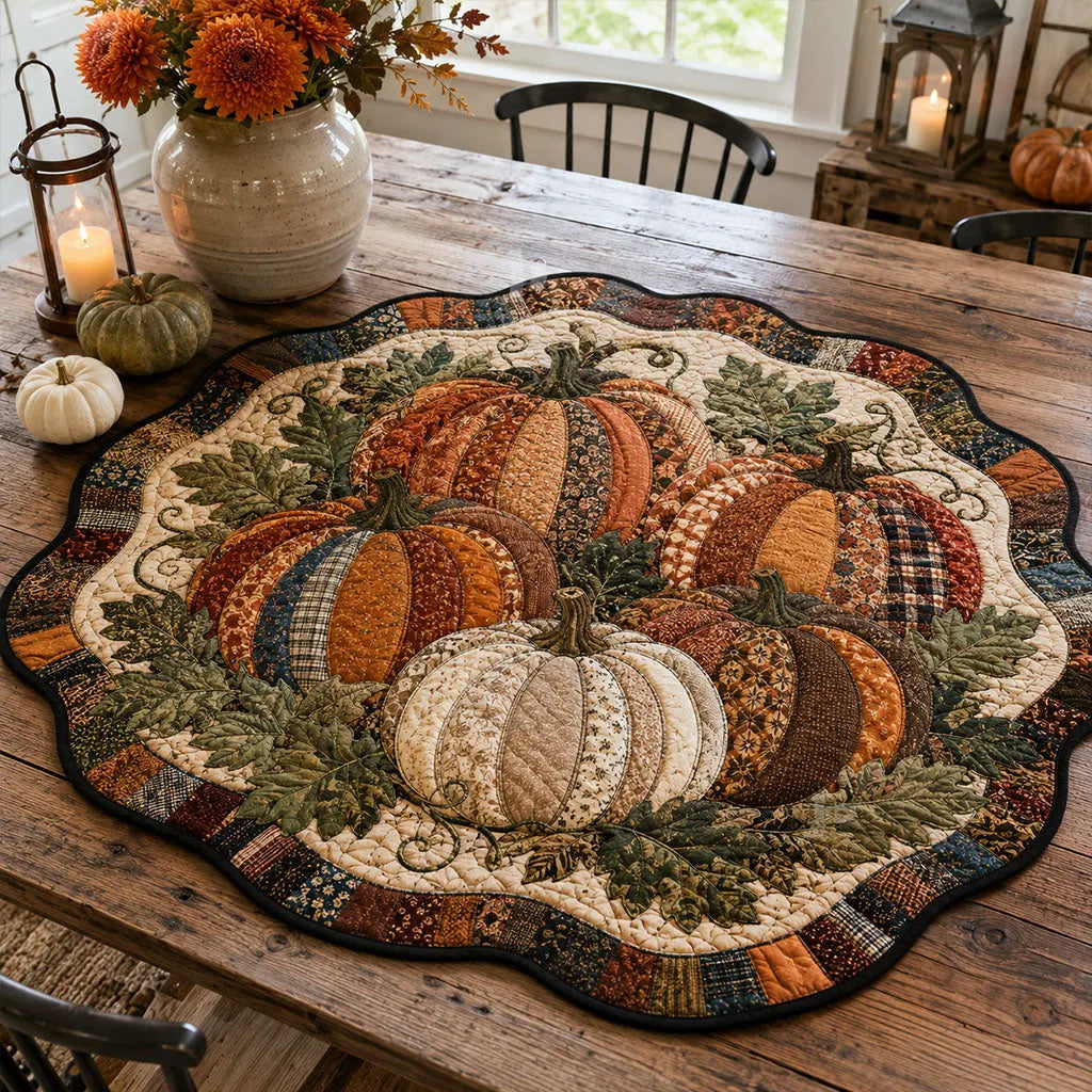Vintage Harvest Bloom Custom Shape Quilted Table Topper SN0PT394
