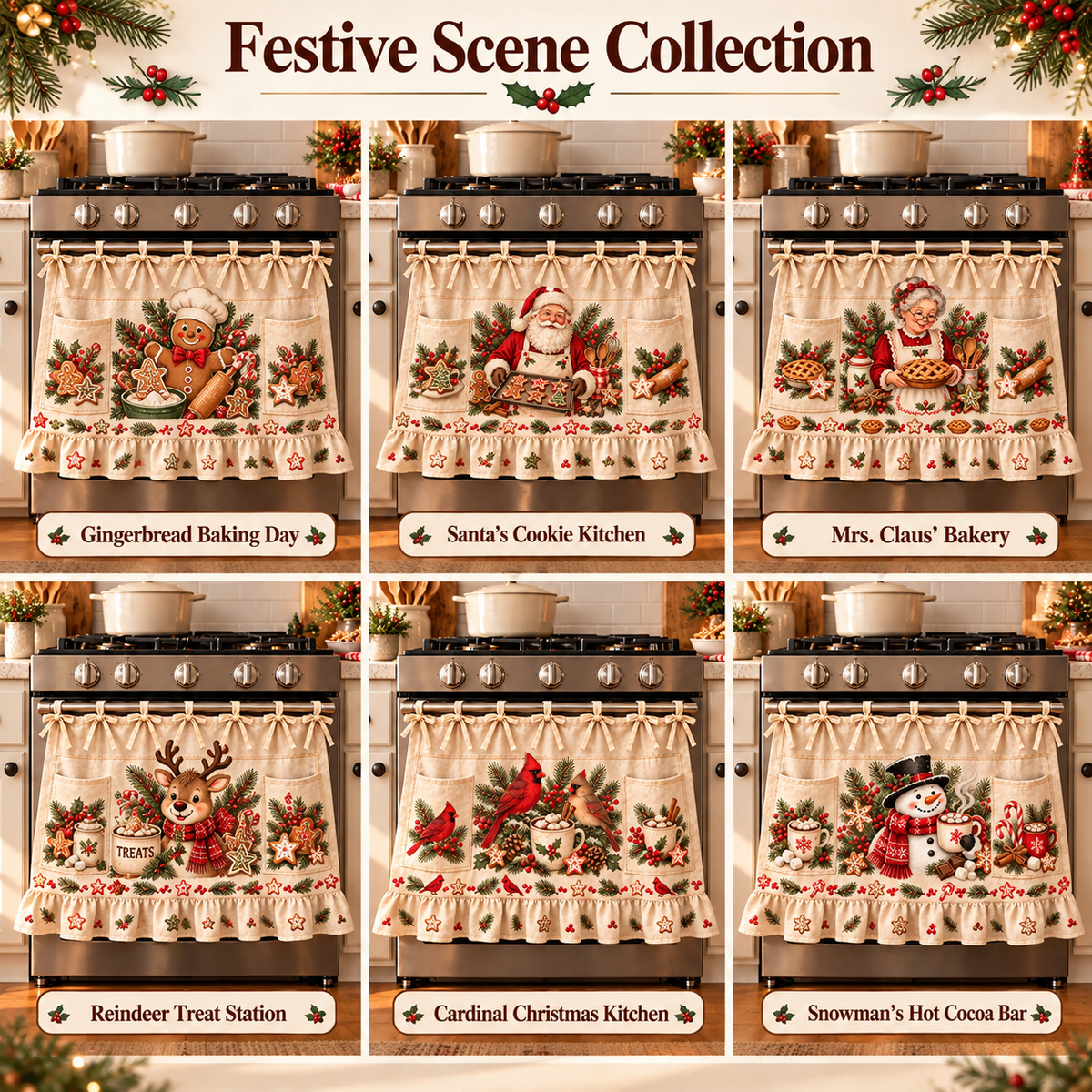 🎄 Christmas Tie-On Pocket Curtain Collection