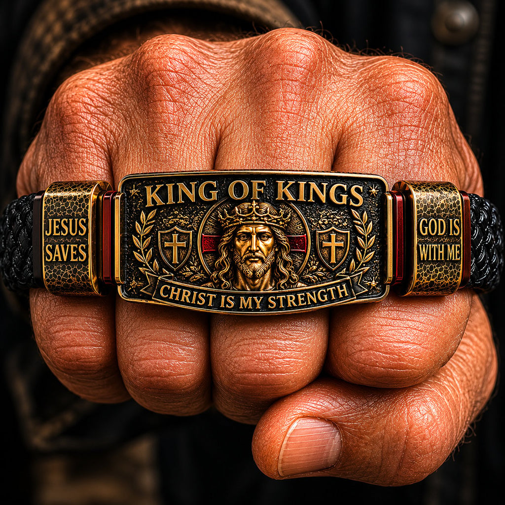 🔥LAST DAY 50% OFF - ✝️CHRIST IS MY STRENGTH:  Faith Bracelet, Daily Spiritual Reminder for Christian Dads